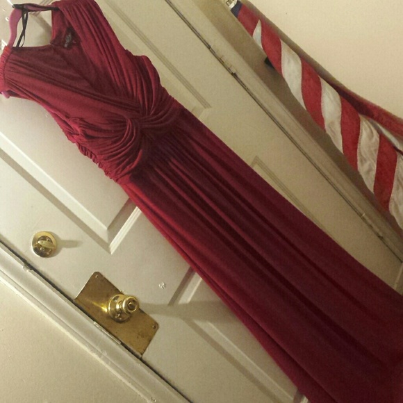 Betsy & Adam Red Floor-Length Gown Size 12