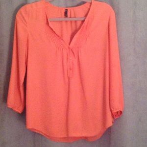 Coral button blouse