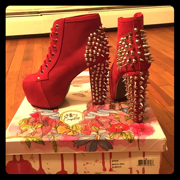 Spiked red Jeffery Campbell Boots