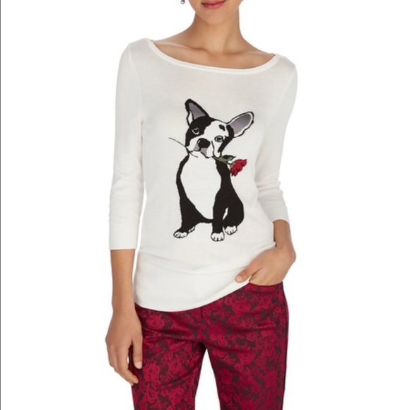 White House Black Market French Bulldog Sweater
