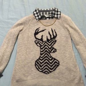 Tan/khaki deer sweater.
