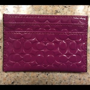 NEW Auth Coach Berry Leather card holder