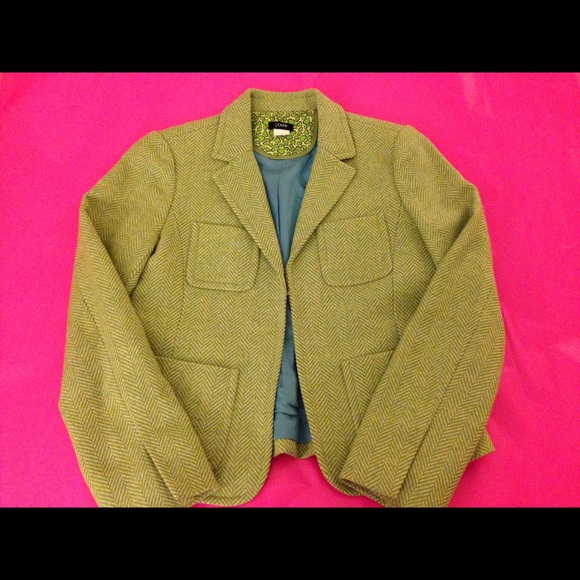 Green tweed J. Crew blazer