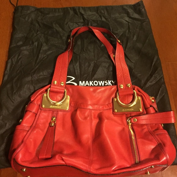 Red B Makowsky shoulder bag with gold hardware