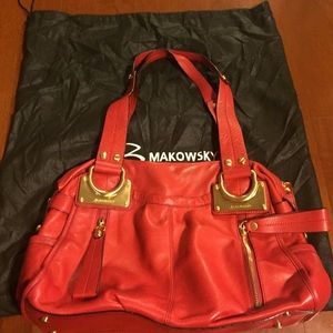 Red B Makowsky shoulder bag with gold hardware