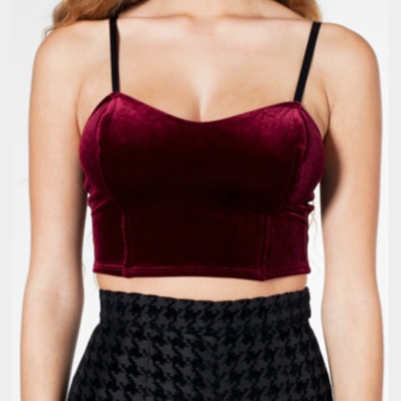 American Apparel Black velvet bustier top