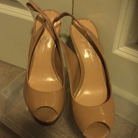 Nude Patent Leather Slingback Sandals
