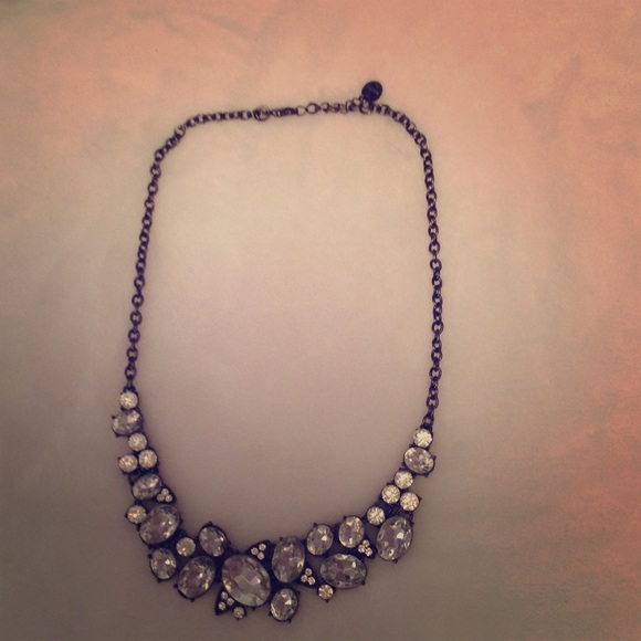 Black chained necklace with silver jewels