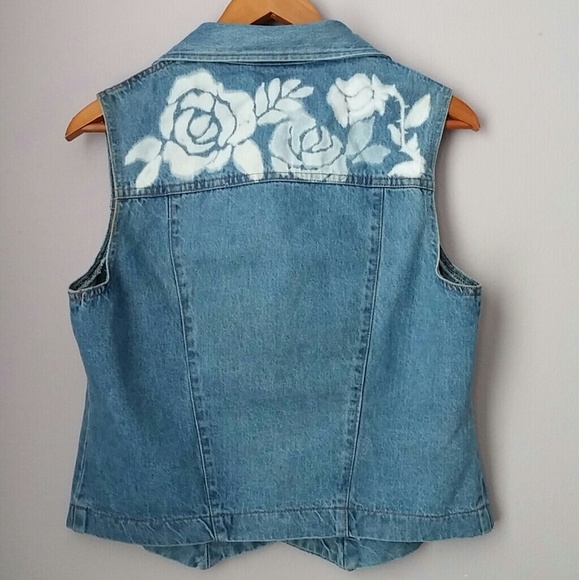 Hand bleached vintage denim vest - Picture 2 of 4