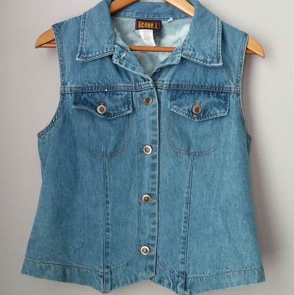Hand bleached vintage denim vest - Picture 3 of 4