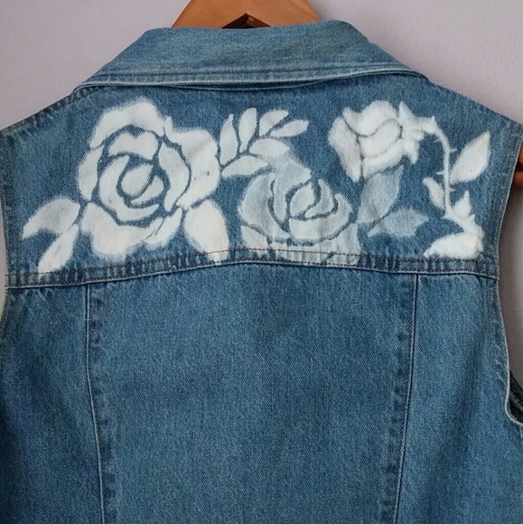 Hand bleached vintage denim vest - Picture 4 of 4
