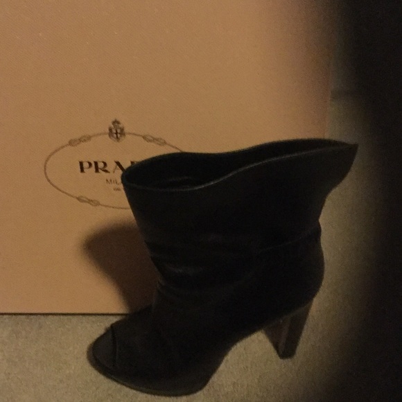 Black Monolith Leather And Re-nylon Boots With Pouch | PRADA Prada Booties