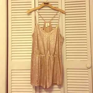 Forever 21 Sequins rose gold romper
