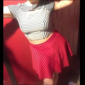 Striped crop and skater skirt set
