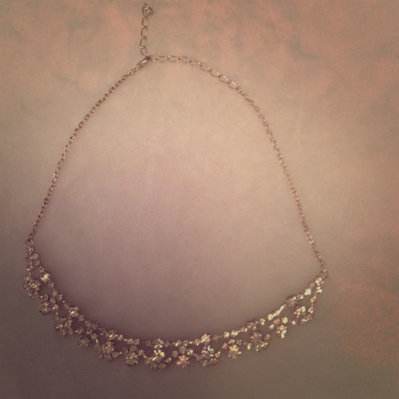 Silver and faux diamond statement necklace