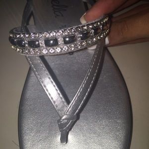 silver sandals with small wedge