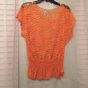 Orange lace top