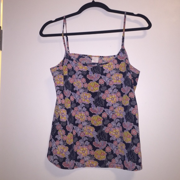 Navy Floral Tank Top