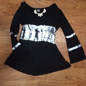 Black and white tye-dye blouse.