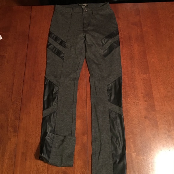 Stretchy women's pants leather stripes