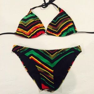 Rasta Striped 2-pc Triangle Bikini