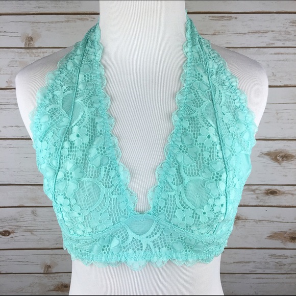 Free People Other - [Free People] Galloon Lace Halter Bra Blue NWT