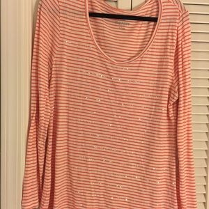 Orange and white stripe dressy tee