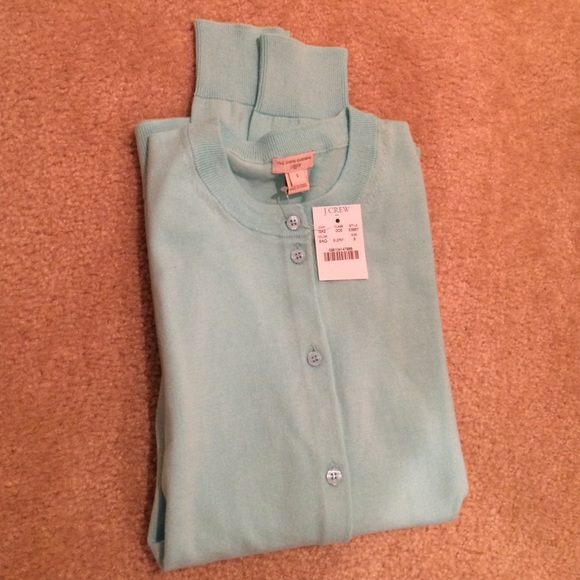 J Crew Clare Cardigan Sweater in "brilliant aqua"