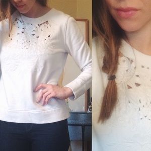 J Crew Cutout Floral Sweatshirt