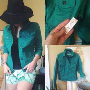 Old Navy emerald green jean jacket