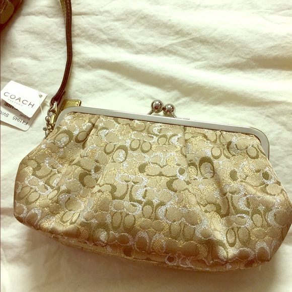Coach metallic Wristlet NWT