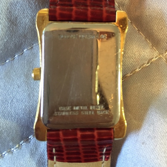 Bulova red leather watch