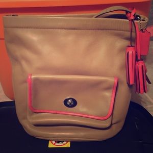 Coach camel leather tote bag