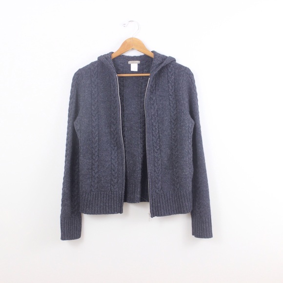 J. Crew Sweaters - Hooded Lambswool Sweater Zip-Up