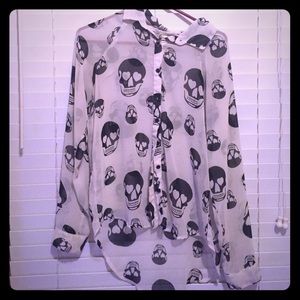 Long sleeve silky skull shirt