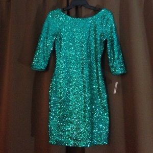 Brand new sequin green dress 3/4 sleeve