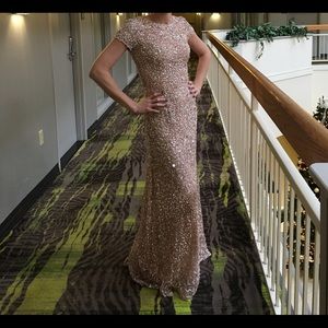 Adrianna Papell short sleeve sequined gown