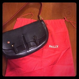 Black and red Bally flap shoulder bag