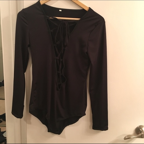Black lace up bodysuit.