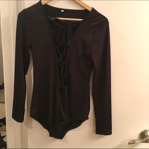 Black lace up bodysuit.