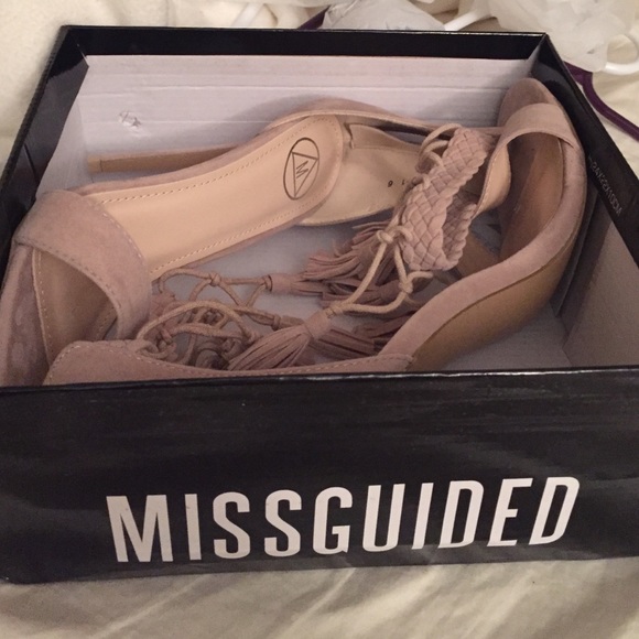 Tassel Ankle Strap Sandals in Stone - Picture 3 of 4