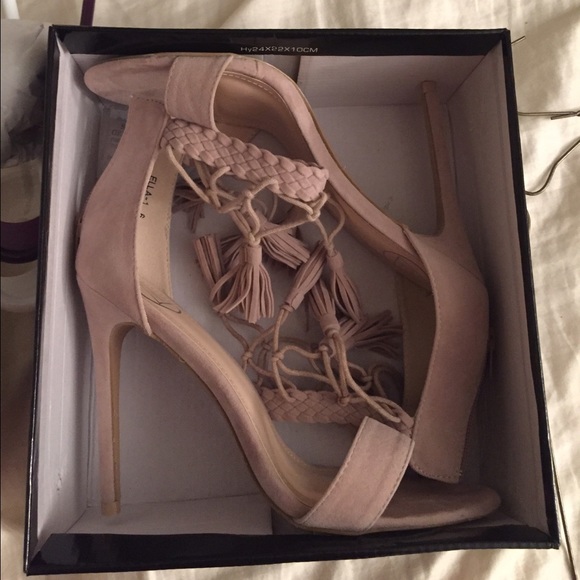 Tassel Ankle Strap Sandals in Stone - Picture 4 of 4