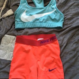 Nice sports bra and Nike spandex shorts!