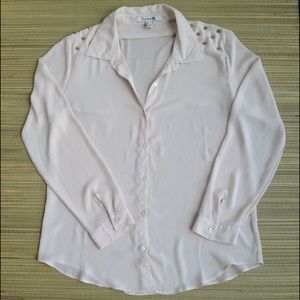 Forever 21 Cream Blouse with Gold Studs