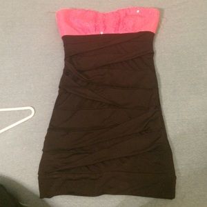 Black dress, above knee length