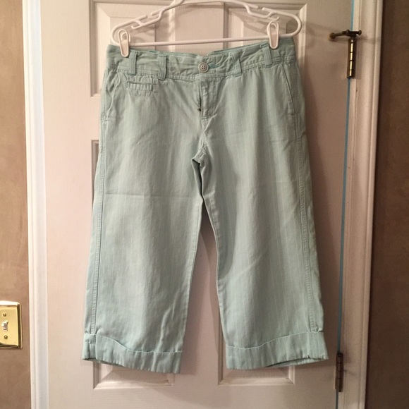 Blue Cuffed Capris