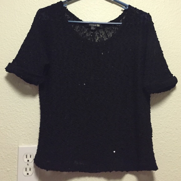 Forever 21 Cropped Sequined Sweater