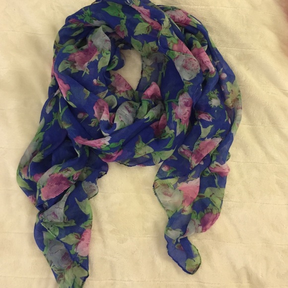 Blue Floral Scarf