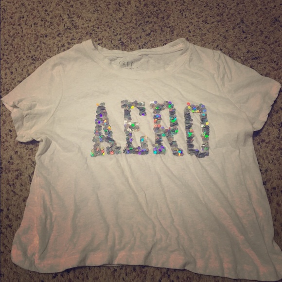 White Aeropostale sparkly shirt