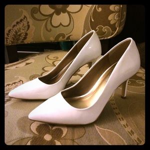 BCBG White Patent Pumps